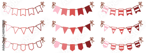 Wallpaper Mural Happy birthday party flag bunting collection vector illustration set pink red colors valentine romance love celebration greetings card icon design welcome sign Torontodigital.ca