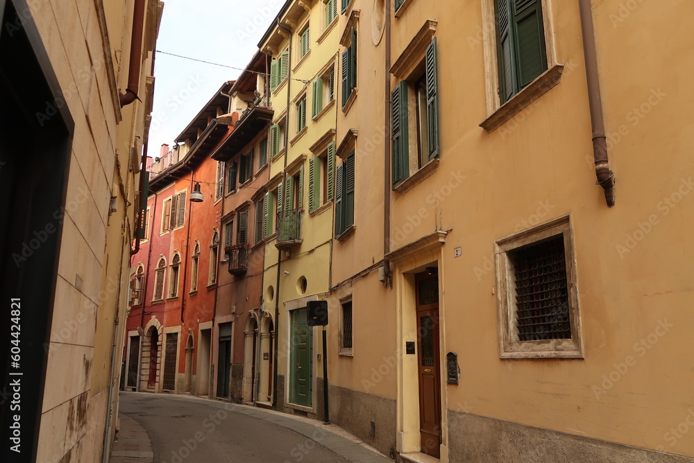 Cozy and quiet street in the Italian city of Verona