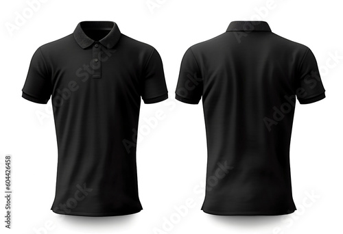 Black Polo Shirts Front and Back Mockup Template on White Background, generative AI