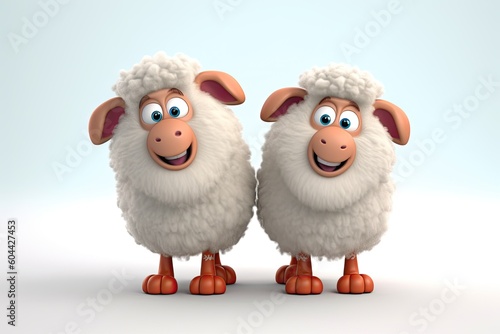 SHEEP AND LAMB - EID AL ADHA - 3D CARTOON - Generative AI 
