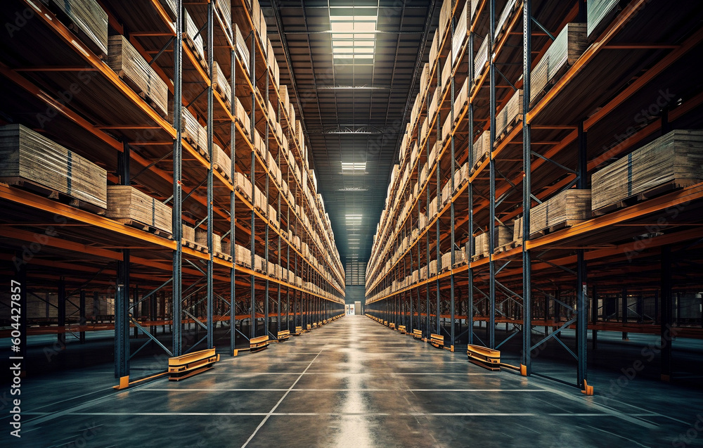 Huge distribution warehouse, created with generative AI