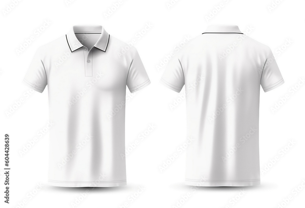 Blank Collared Shirt Mockup Template, Front and Back View, Isolated on ...