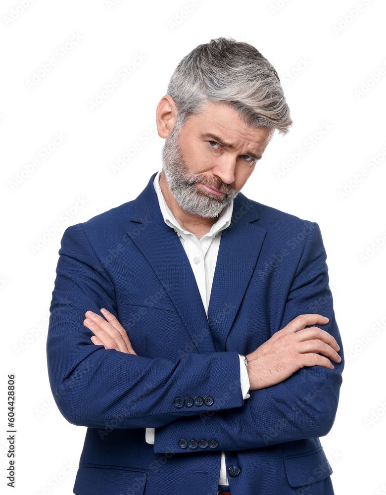 Mature businessman in stylish clothes posing on white background Mature businessman in stylish clothes posing on white background