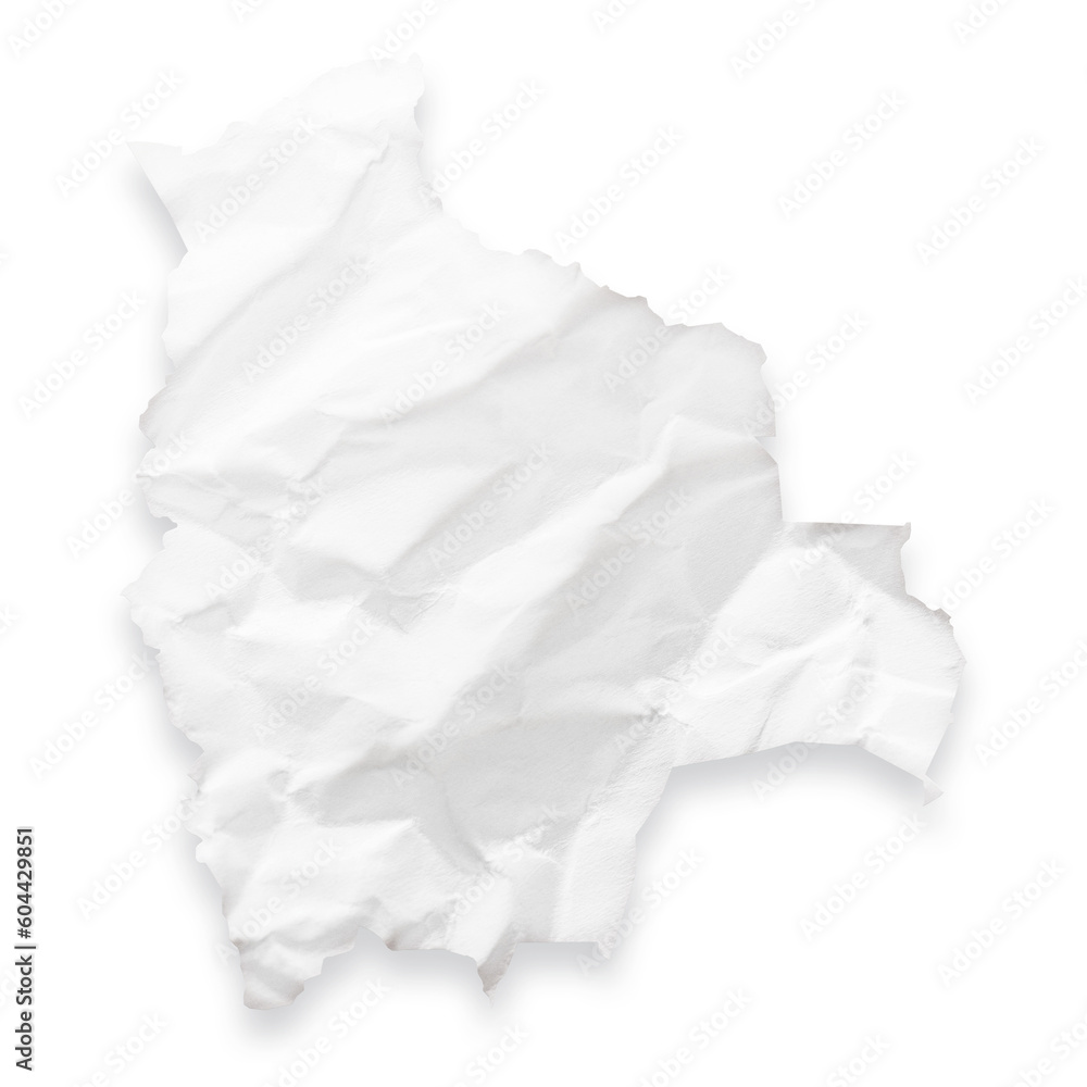 Country map of Bolivia as a crumpled paper cut-out isolated on transparent background Country map of Bolivia as a crumpled paper cut-out isolated on transparent background