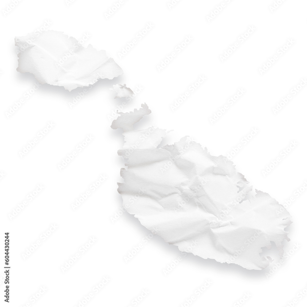 Country map of Malta as a crumpled paper cut-out isolated on transparent background