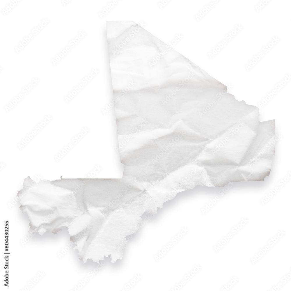 Country map of Mali as a crumpled paper cut-out isolated on transparent background Country map of Mali as a crumpled paper cut-out isolated on transparent background