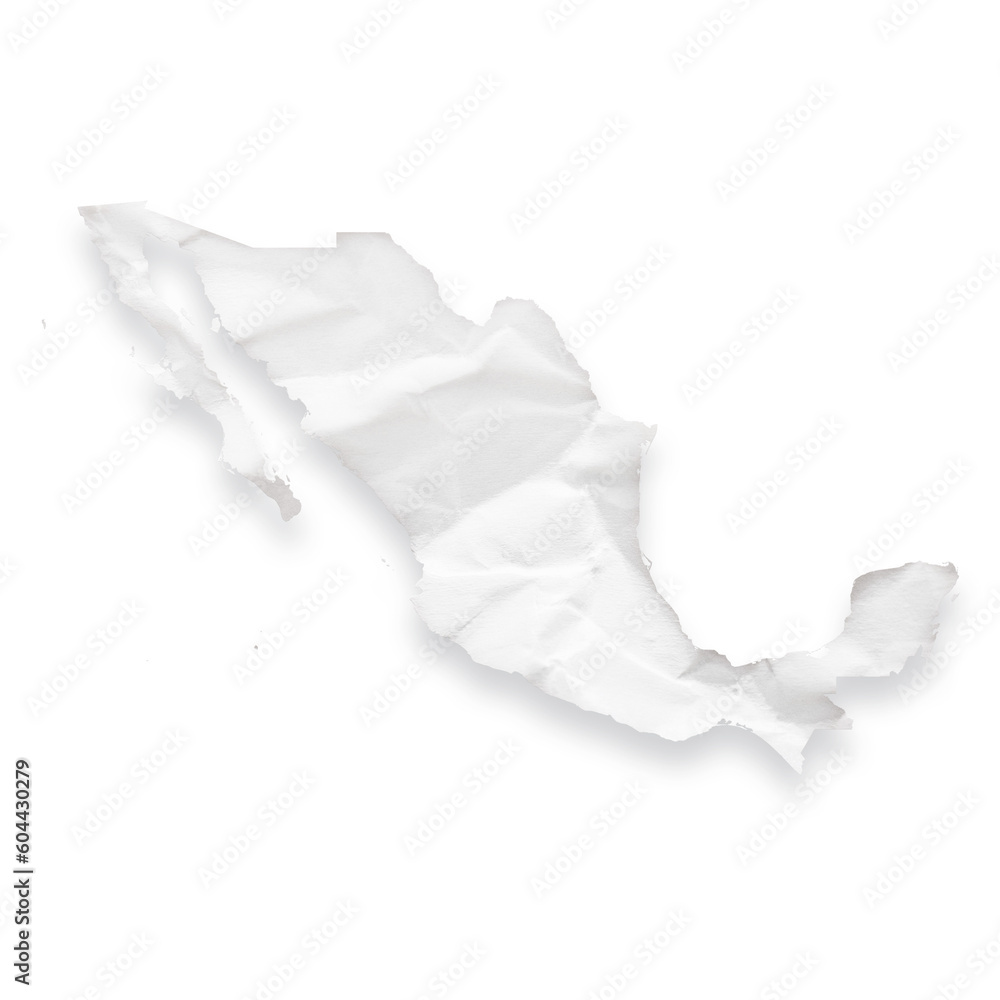 Country map of Mexico as a crumpled paper cut-out isolated on transparent background Country map of Mexico as a crumpled paper cut-out isolated on transparent background