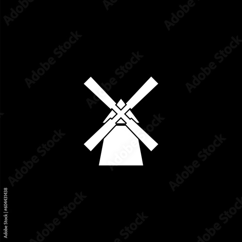 Quadro su tela Outline french windmill icon for web design isolated on black background