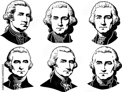 George Washington portrait, vector set