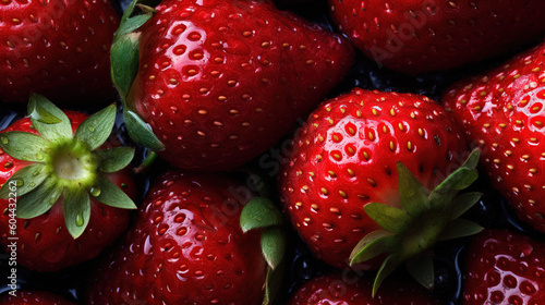 Overhead view of strawberries created with Generative AI
