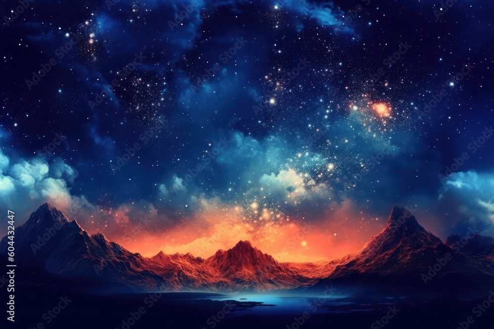 AI Generated Fantasy dark Starry Sky background