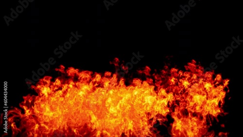Close-up of the blazing fire scene in real and realistic colors Isolated by Alpha channel (transparent background)