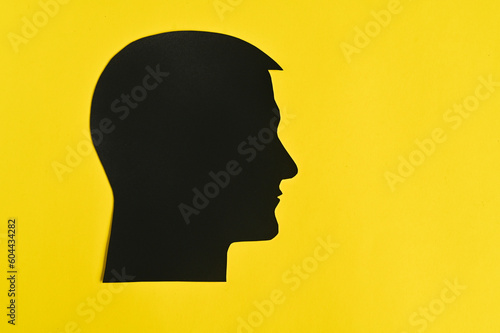 Silhouette of a man s head. Side shot.