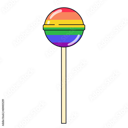Simple lollipop in rainbow colors. Pride LGBT symbols. Supporting love freedom. Flat vector illustration.