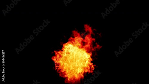 Close-up of the blazing fire scene in real and realistic colors Isolated by Alpha channel (transparent background)