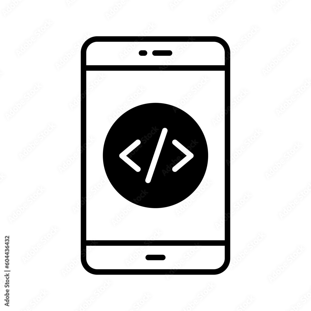 An icon of mobile coding in modern style, easy to use icon An icon of mobile coding in modern style, easy to use icon
