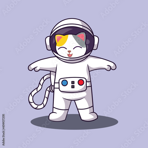 cute cat astronaut vector  illustration