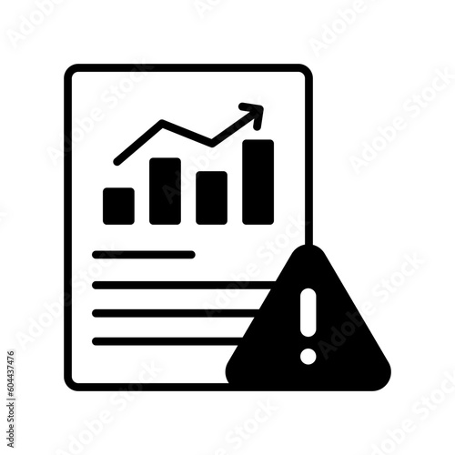 Exclamation mark with data report showing vector of warning report in modern style