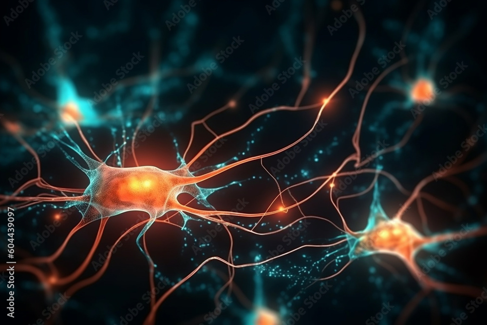 Neuron cells or neuronal network background wallpaper illustration. Ai generated Neuron cells or neuronal network background wallpaper illustration. Ai generated