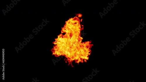 Close-up of the blazing fire scene in real and realistic colors Isolated by Alpha channel (transparent background)