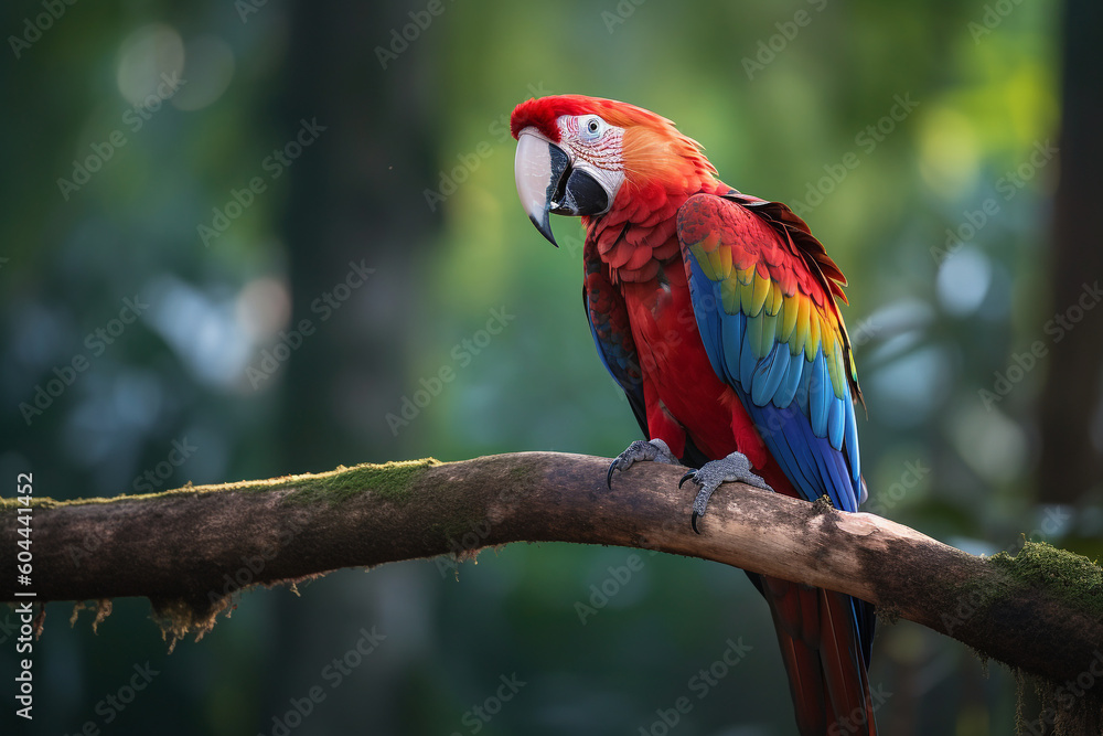 Parrot on isolated background in vibrant colors - Generative AI