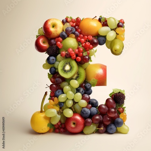 letter, alphabet, fruit, food, apple, orange, fresh, isolated, healthy, grape, banana, fruits, grapes, pineapple, diet, green, kiwi, white, ripe, red, pear, strawberry, generative ai