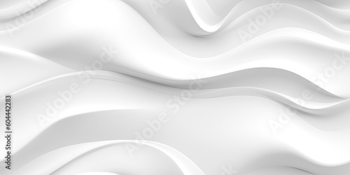 Fototapeta Naklejka Na Ścianę i Meble -  Abstract 3d white background seamless pattern waves, wavy texture. Generative AI