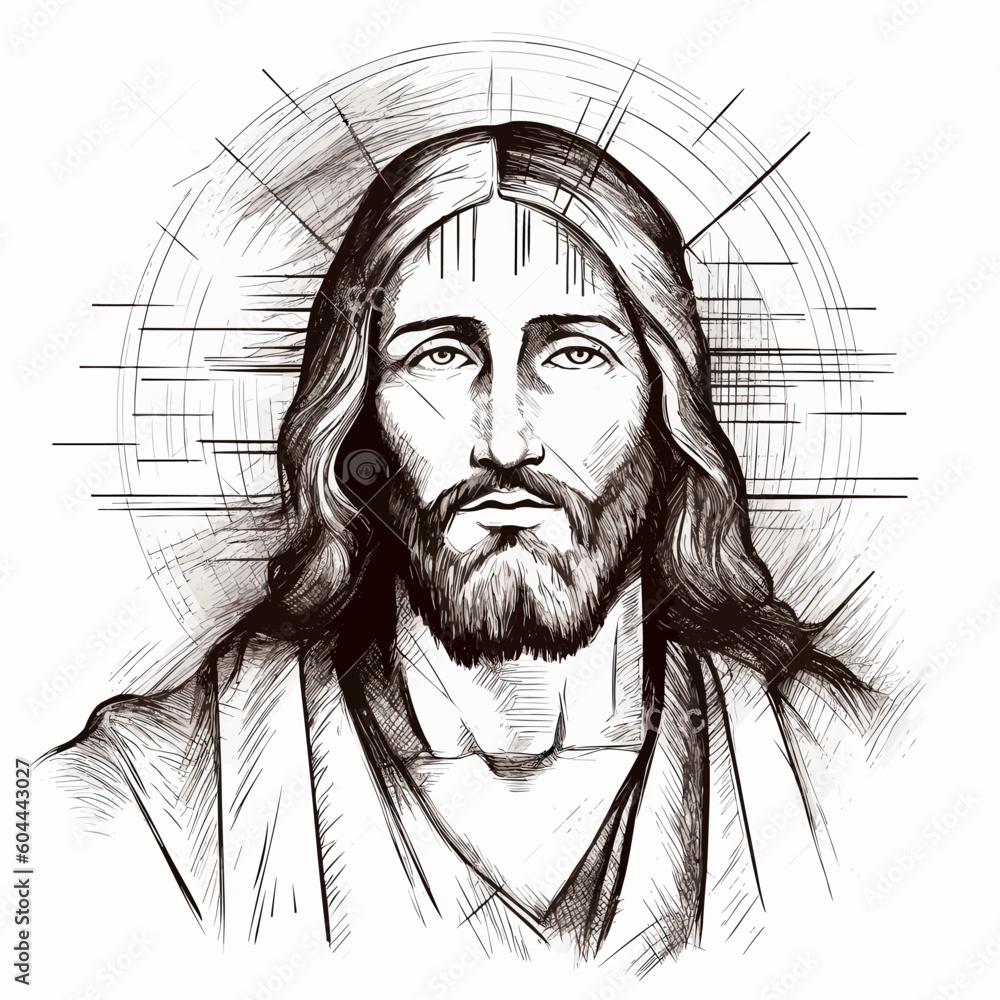 Jesus hand drawn ink vector illustration Stock Vector | Adobe Stock