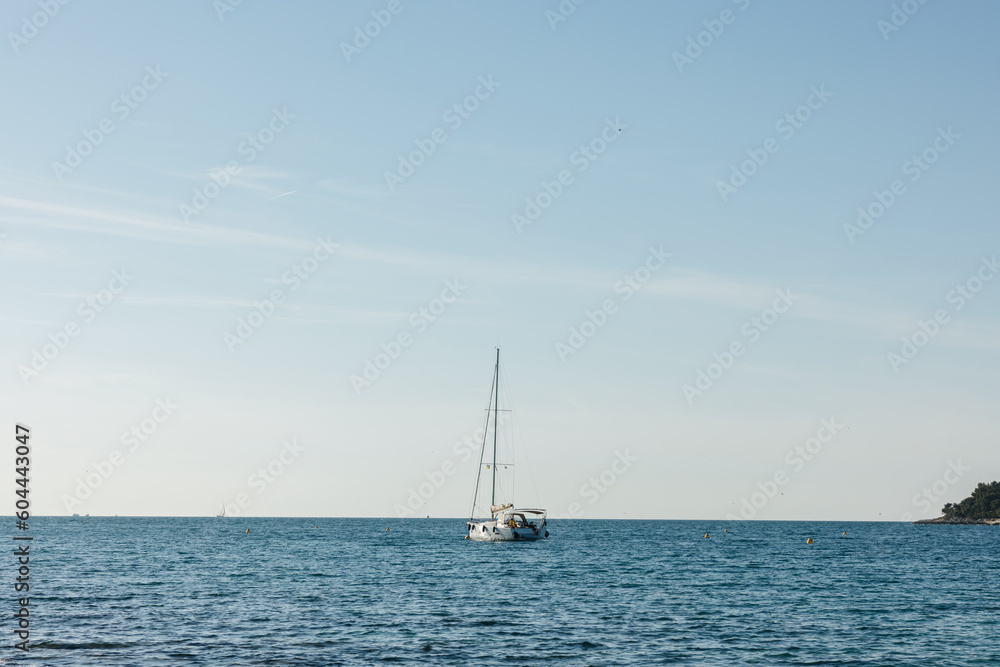 Sailboat out on the Mediterranean see in Croatia, Europe