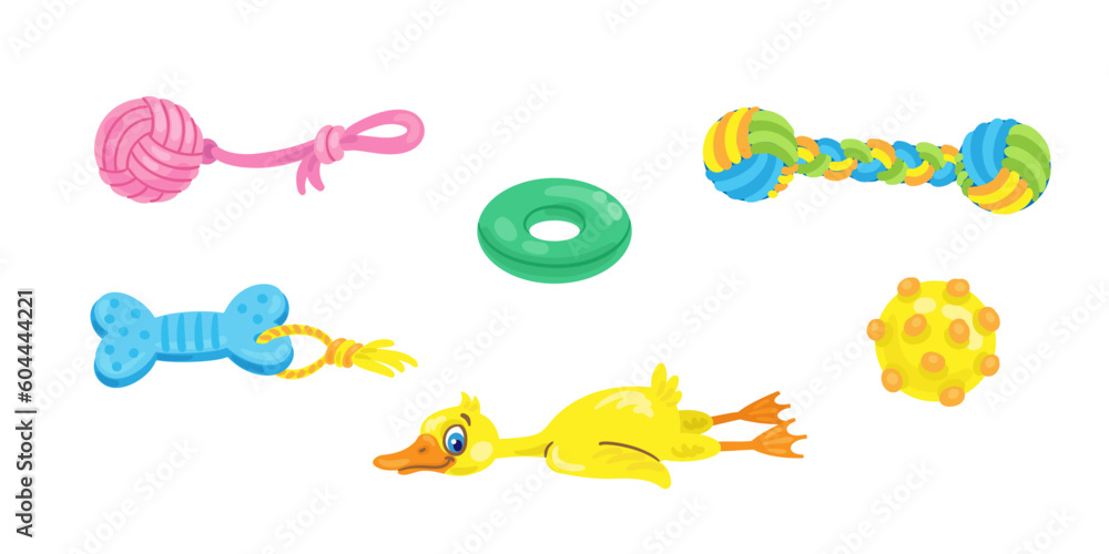 Toys for dogs. In cartoon style. Isolated on white background. Vector flat illustration