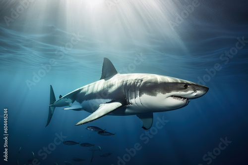 Great white shark swimming under the sea, generative ai  © vvalentine