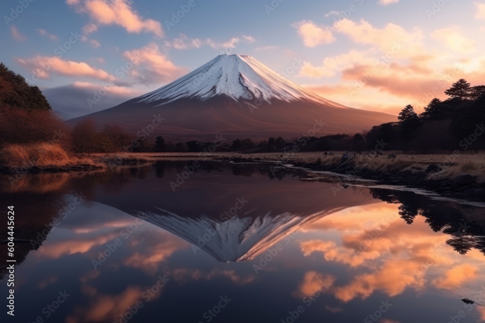AI Generated mountain fuji view japanese vacation traveling background
