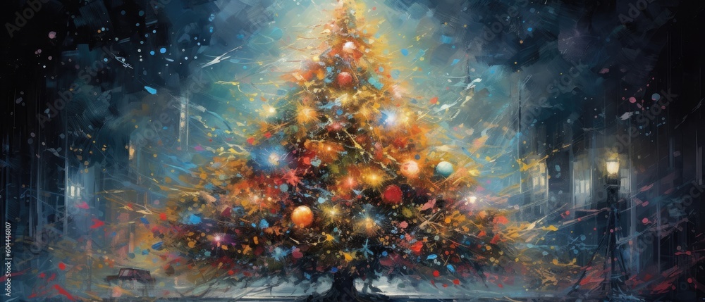 Obraz premium christmas tree with christmas decorations