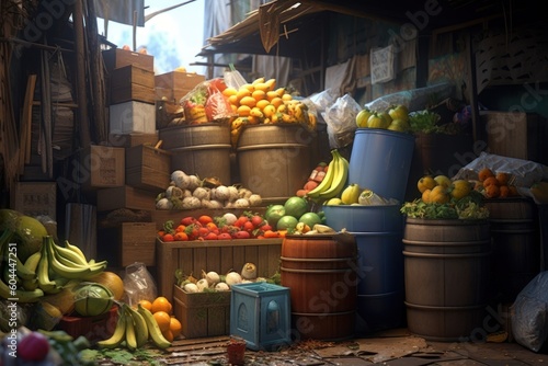 AI Generated organic trash in the market background © NikahGeh