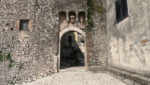 Entrance arch in Macchia d Isernia  a small medieval village in the mountains of Molise  Italy.