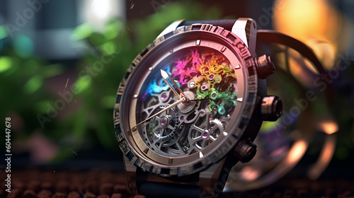 amazing and colorful luxury watch close up