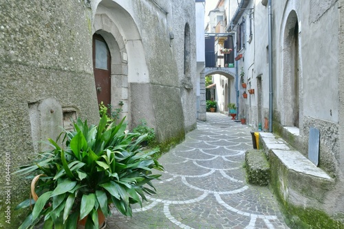 Fototapeta Naklejka Na Ścianę i Meble -  A narrow street of Macchia d'Isernia, a medieval village in the mountains of Molise., Italy.