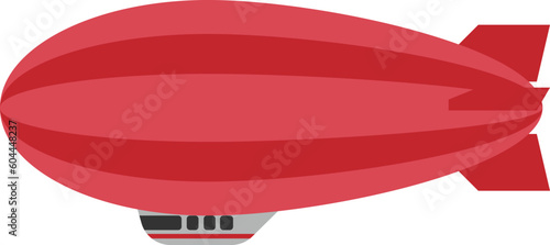 Flat red blimp vector illustration. Zeppelin. photo