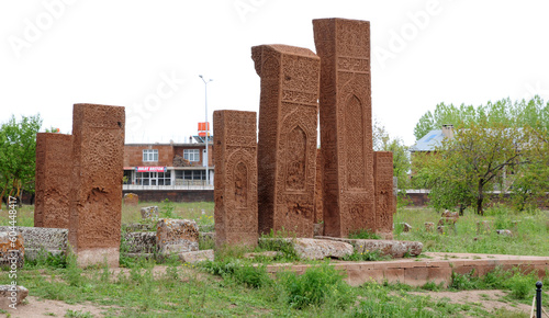 The Seljuk cemetery, located in Ahlat, Turkey, is an important tourism region. photo