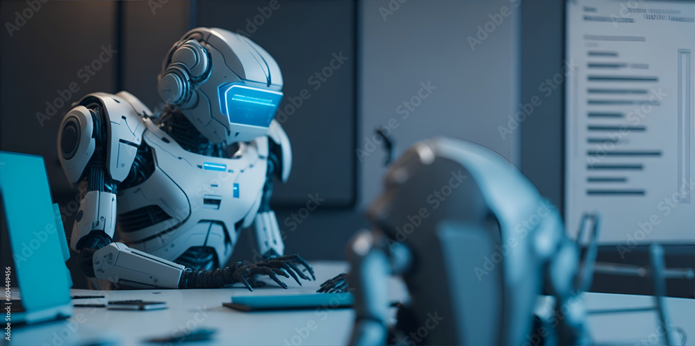 Robot in class, working with students, classroom, learning, future learning, robot learning, machine learning, generative ai Robot in class, working with students, classroom, learning, future learning, robot learning, machine learning, generative ai