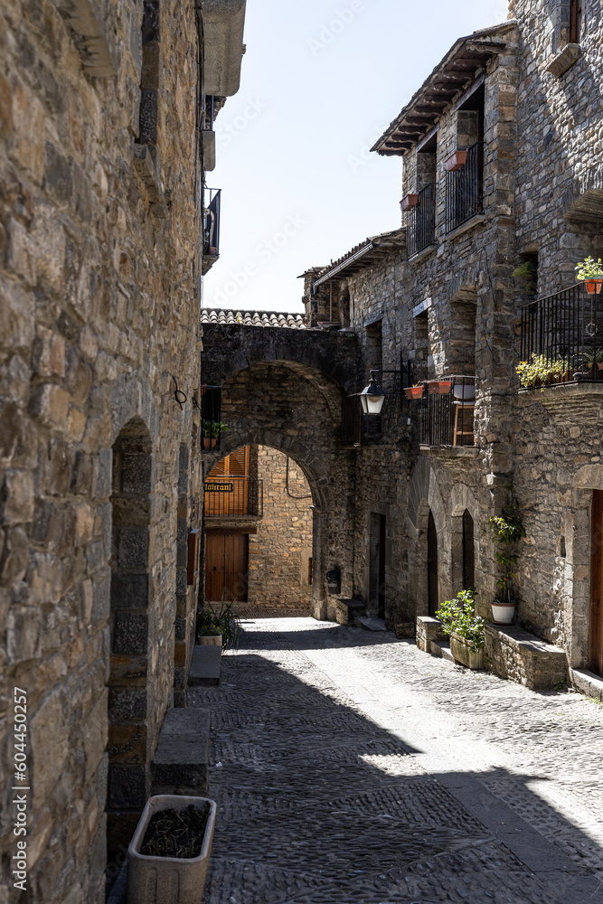 Photo of a street of Ainsa (Pyrenees, Spain)