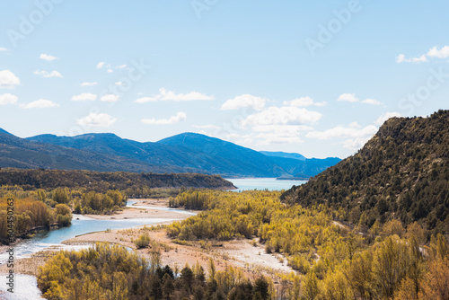 Photo of the Mediano reservoir from Ainsa (Pirineos, Spain)