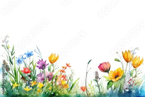 AI Generated spring flowers water color background © NikahGeh