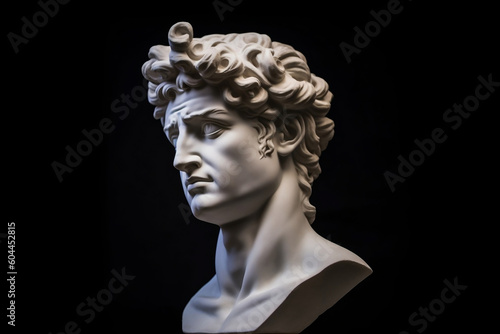 Michelangelo's David Head: A Stunning Plaster Copy of an Iconic Greek Statue, generative AI