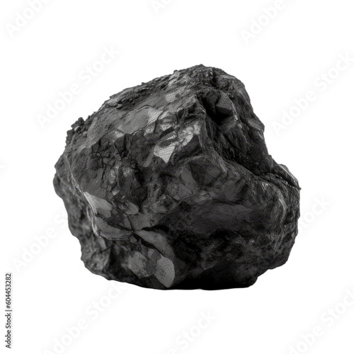 A solid piece of coal on a transparent background, Generative AI