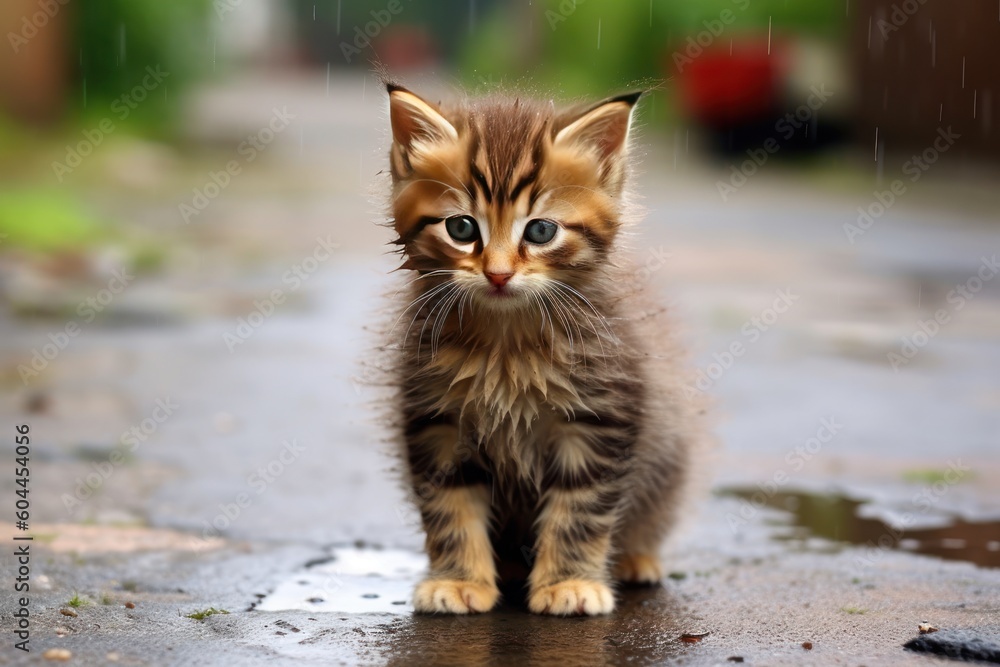 AI Generated stray kitten in danger animal background AI Generated stray kitten in danger animal background