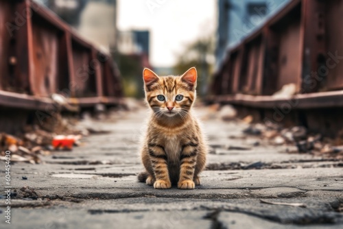 AI Generated stray kitten in danger animal background