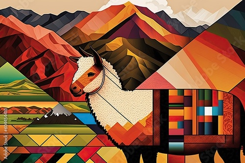 Patchwork background of peru, concept of Textile Art, created with Generative AI technology
