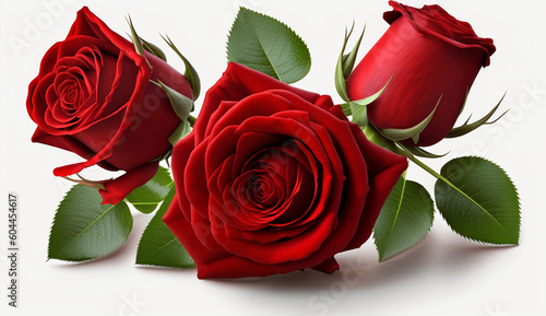 Beautiful red rose isolated on white   Created using generative AI tools.