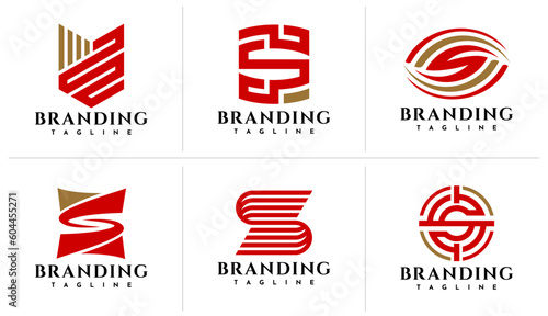 Modern geometric line letter S logo design